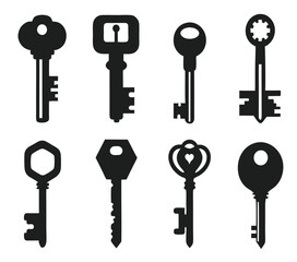 Keys silhouette collection. Key icon