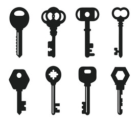 Keys silhouette collection. Key icon