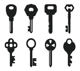 Keys silhouette collection. Key icon