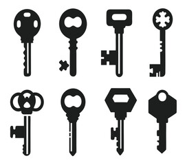 Keys silhouette collection. Key icon