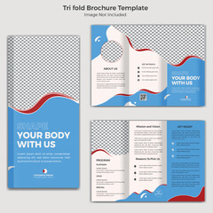 Gym And Fetness Vector Tri Fold Professional Brochure Template
