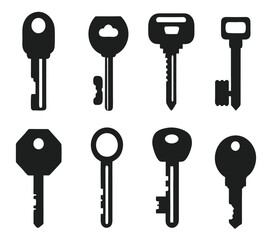 Keys silhouette collection. Key icon