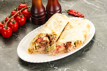 Shawarma with grilled chicken meat