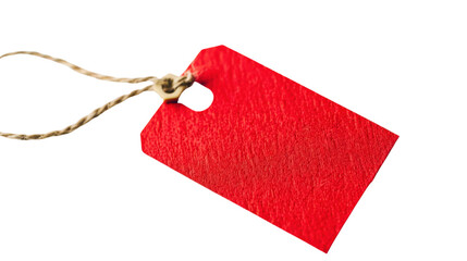 Red price gift tag on transparent background