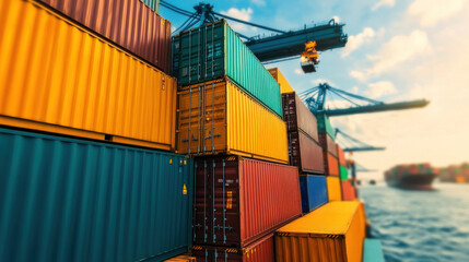 Fototapeta premium A blockchain-powered system tracks shipments, providing real-time data and secure verification of products in the supply chain.