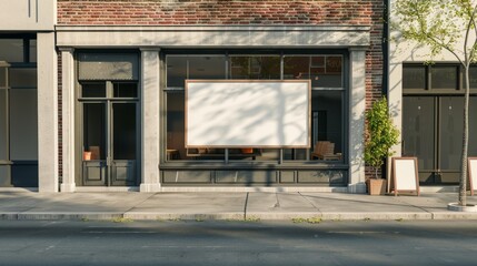 A white sign is on the side of a brick building