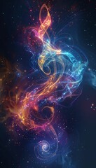 Fototapeta premium Mesmerizing Holographic 3D Sound Waves Rippling in a Futuristic Environment, Creating a Symphony of Colors and Energy