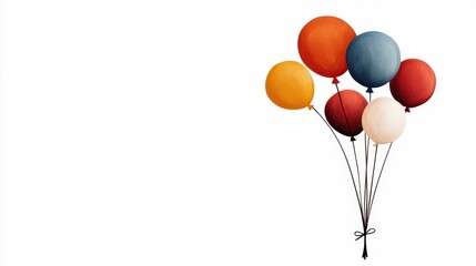 A vibrant bunch of colorful balloons floating cheerfully against a clean background, perfect for celebrations and festive occasions.