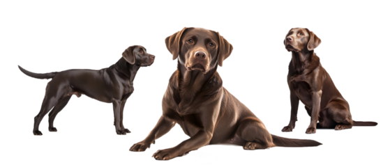 Labrador Retriever Dogs Standing and Sitting Isolated on Transparent Background, Cut Out, Collection Pet