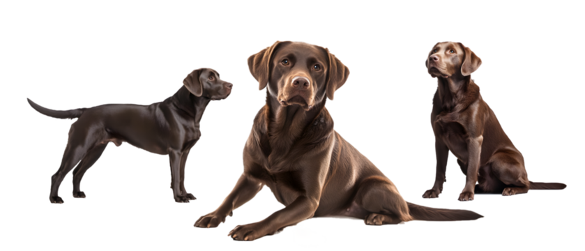 Labrador Retriever Dogs Standing and Sitting Isolated on Transparent Background, Cut Out, Collection Pet