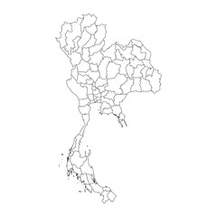 Thailand map with administrative divisions. Vector illustration.