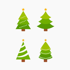 Merry Christmas tree icon set background