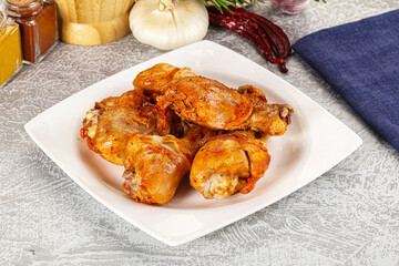 Raw marinated chicken drumstick for cooking