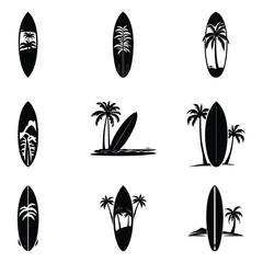 Sun, Sea, and Surf  Elevate Your Designs with Trendy Surfboard Silhouettes