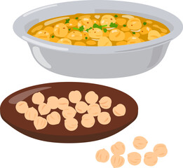 金属製の皿に入ったひよこ豆のカレー
