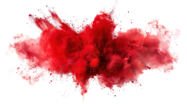 Red color explosion on transparent background