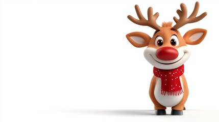 Fototapeta premium Cute Christmas Reindeer Cartoon Character Isolated on White Background