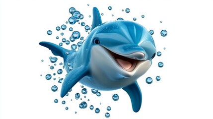 Smiling Dolphin with Bubbles