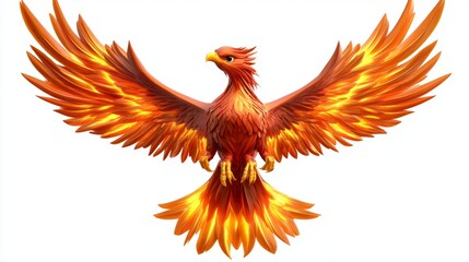 Phoenix Bird with Fire Wings 3D Illustration