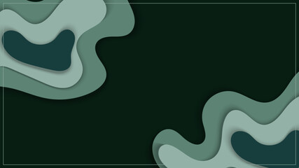 Abstract color fluid with frame and shadow on green background.