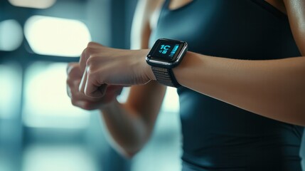 Wearable technology for fitness, with smartwatches and fitness trackers monitoring health metrics and guiding workouts.