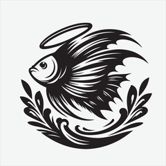 Angelfish vector design white illustrator