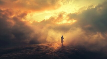 Fototapeta premium Solitary Figure in a Mystical Landscape