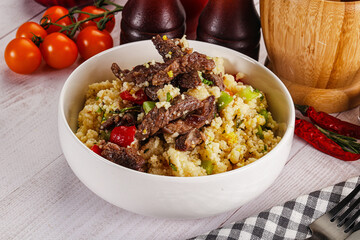 Traditional couscous with beef and vegetables