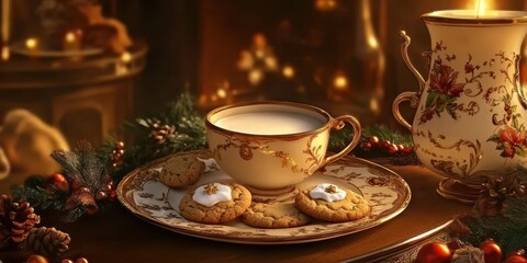 Fototapeta premium A plate of cookies and milk for Santa 