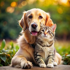 View of cats and dogs being friends