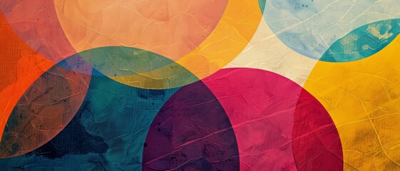 Fototapeta premium Vibrant geometric abstract art with overlapping colorful circles creating dynamic visual layers and textures.