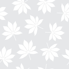 Fototapeta premium Cassava leaves background seamless pattern vector illustration, white and grey color, gray white cassava leaf pattern seamless 