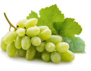  Green grapes with leaves, isolated on a white background, with full depth of field for a na_1(510)