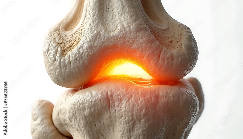 Wall mural 3D rendering of a knee with osteoporosis