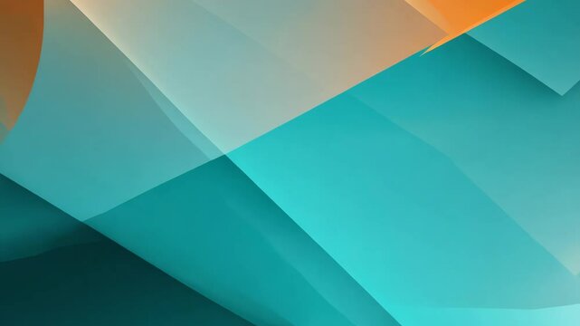An abstract background featuring sharp geometric patterns in teal and orange with soft lighting.