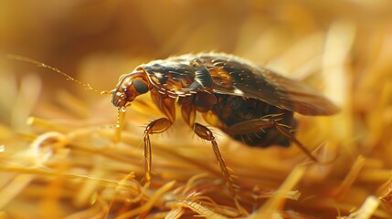 flea jumping on pet close up
