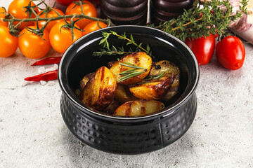 Grilled young small baby potato