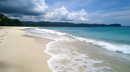 87. A pristine white sand beach with gentle waves