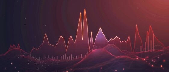 A dynamic visualization of fluctuating gradient lines and neon highlights, symbolizing data analysis, technology, and innovation.