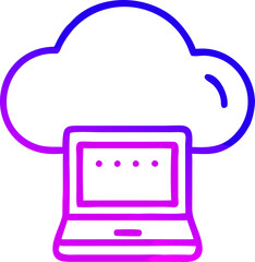 Obraz premium information technology cloud, icon outline gradient