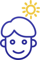 Naklejka premium a smiling face with a radiant sun, icon outline gradient