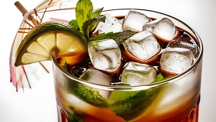 Glass of mojito with lime mint