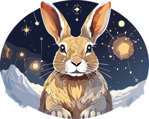 rabbit and moon