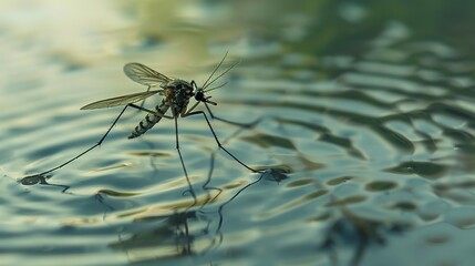 Mosquito by the water close up