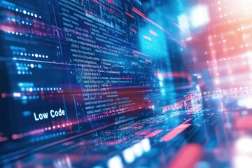 Fototapeta premium A captivating low code platform filled with colorful coding symbols creates a stunning visual of digital innovation