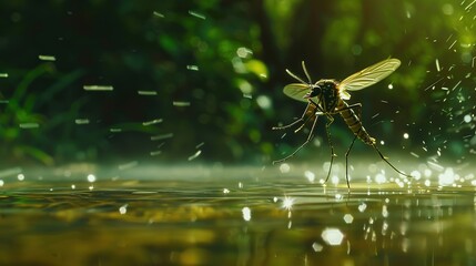 Mosquito by the water close up