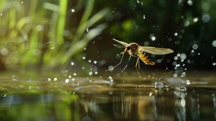 Mosquito by the water close up