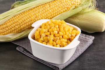 Canned sweet young corn grain