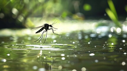 Mosquito by the water close up