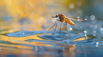 Naklejka premium Mosquito by the water close up